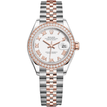 Rolex Lady-Datejust 28 Rolesor Rose Diamond / Jubilee / White Roman 279381RBR-0021