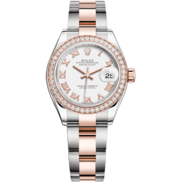Rolex Lady-Datejust 28 Rolesor Rose Diamond / Oyster / White Roman 279381RBR-0022
