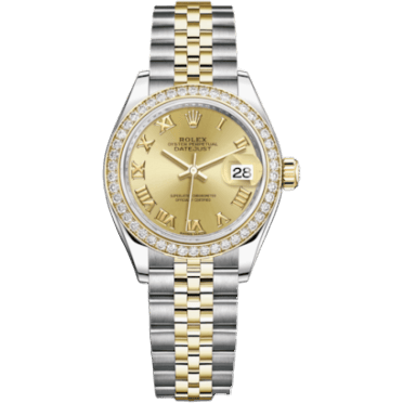 Rolex Lady-Datejust 28 Rolesor Yellow Diamond / Jubilee / Champagne Roman 279383RBR-0009
