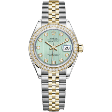 Rolex Lady-Datejust 28 Rolesor Yellow Diamond / Jubilee / Mint Green Diamond 279383rbr-0013