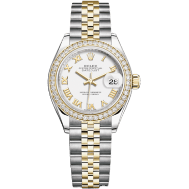 Rolex Lady-Datejust 28 Rolesor Yellow Diamond / Jubilee / White Roman 279383RBR-0023