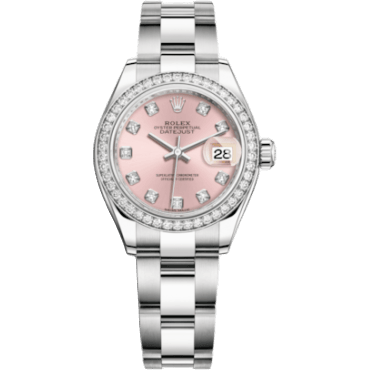 Rolex Lady-Datejust 28 Stainless Steel / Diamond / Pink - Diamond / Oyster 279384RBR-0004