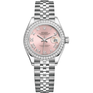 Rolex Lady-Datejust 28 Stainless Steel / Diamond / Pink - Roman / Jubilee 279384RBR-0005