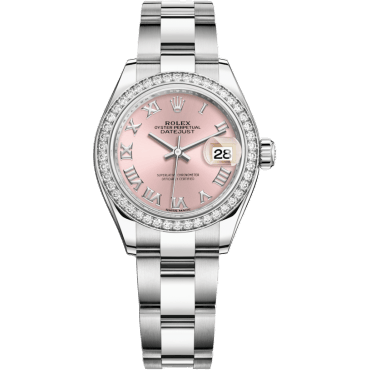 Rolex Lady-Datejust 28 Stainless Steel / Diamond / Pink - Roman / Oyster 279384RBR-0006