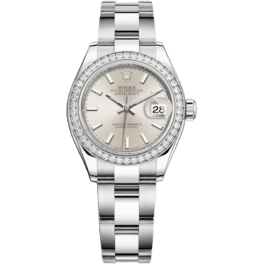 Rolex Lady-Datejust 28 Stainless Steel / Diamond / Silver / Oyster 279384RBR-0008
