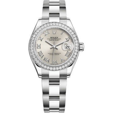 Rolex Lady-Datejust 28 Stainless Steel / Diamond / Silver - Roman / Oyster 279384RBR-0010