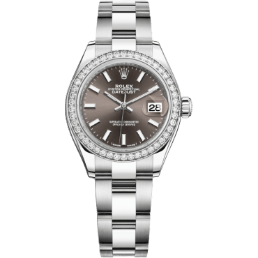 Rolex Lady-Datejust 28 Stainless Steel / Diamond / Grey / Oyster 279384RBR-0014