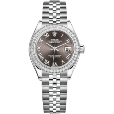 Rolex Lady-Datejust 28 Stainless Steel / Diamond / Grey - Roman / Jubilee 279384RBR-0015