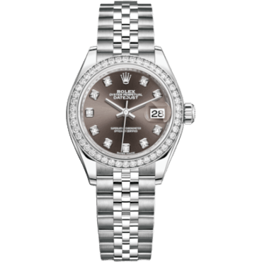 Rolex Lady-Datejust 28 Stainless Steel / Diamond / Grey - Diamond / Jubilee 279384RBR-0017