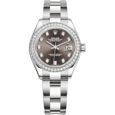 Rolex Lady-Datejust 28 Stainless Steel / Diamond / Grey - Diamond / Oyster 279384RBR-0018