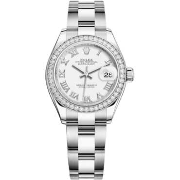 Rolex Lady-Datejust 28 Stainless Steel / Diamond / White - Roman / Oyster 279384RBR-0020