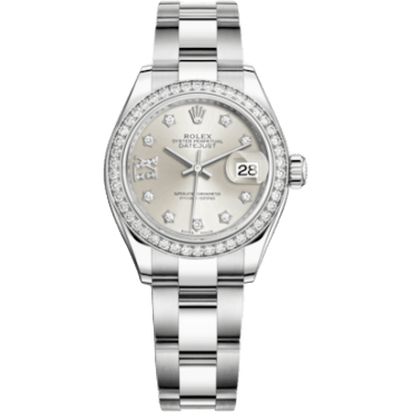 Rolex Lady-Datejust 28 Stainless Steel / Diamond / Silver - Diamond / Oyster 279384RBR-0022