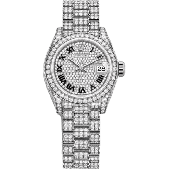 Rolex Lady-Datejust 28 White Gold / Diamond / Paved - Roman / President 279459RBR-0001