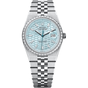 Land-Dweller 36 Platinum - Baguette / Ice Blue / Flat Jubilee