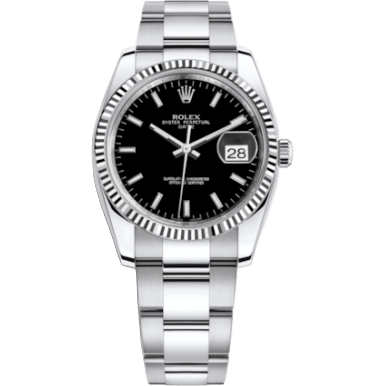 Oyster Perpetual Date 34 Stainless Steel Fluted / Oyster / Black