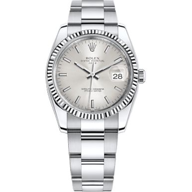 Oyster Perpetual Date 34 Stainless Steel Fluted / Oyster / Silver