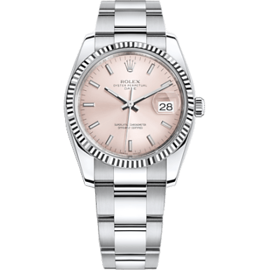 Oyster Perpetual Date 34 Stainless Steel Fluted / Oyster / Pink