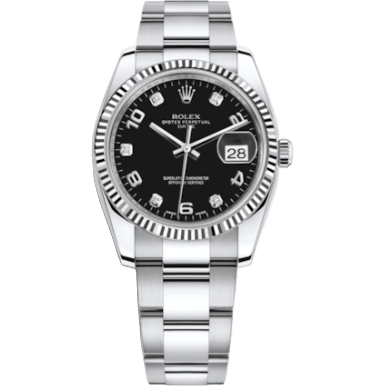 Oyster Perpetual Date 34 Stainless Steel Fluted / Oyster / Black Arabic