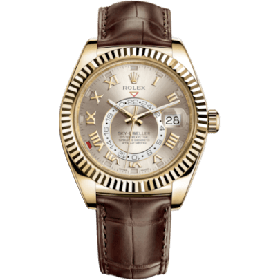 Sky-Dweller Yellow Gold / Silver Roman / Alligator