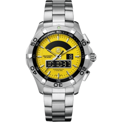 TAG Heuer Aquaracer 300M Chronotimer Stainless Steel / Yellow / Bracelet CAF1011.BA0821