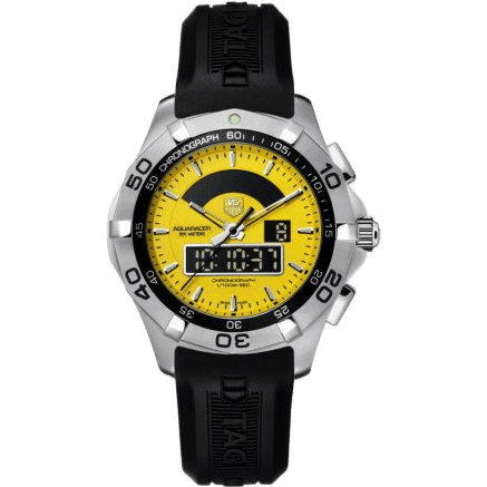TAG Heuer Aquaracer 300M Chronotimer Stainless Steel / Yellow / Rubber CAF1011.FT8011