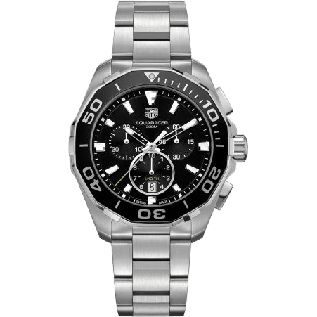Aquaracer 300M Quartz Chronograph 43 Stainless Steel / Black / Bracelet