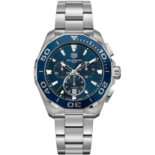 Aquaracer 300M Quartz Chronograph 43 Stainless Steel / Blue / Bracelet