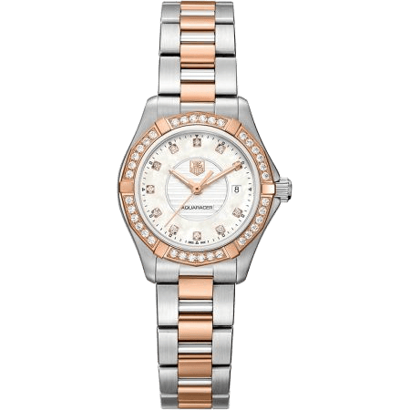 TAG Heuer Aquaracer 300M Quartz 27 Stainless Steel / Rose Gold / Diamond / Silver / Bracelet WAP1452.BD0837
