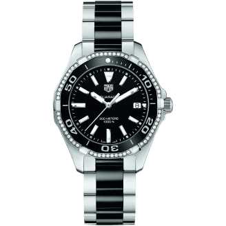 TAG Heuer Aquaracer 300M Quartz 35 Stainless Steel / Diamond / Black / Bracelet WAY131G.BA0913