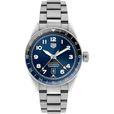 Autavia Calibre 7 Twin Time Stainless Steel / Blue