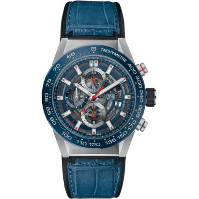 TAG Heuer Carrera Calibre Heuer 01 43 Stainless Steel / Blue Ceramic / Alligator CAR201T.FC6406