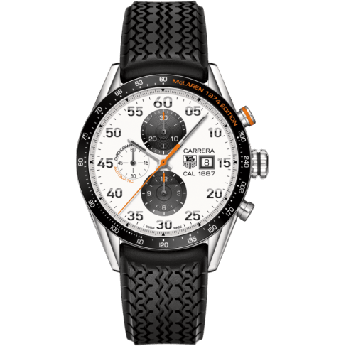 TAG Heuer Carrera Calibre 1887 43 Stainless Steel / White / McLaren 1974 Edition CAR2A12.FT6033