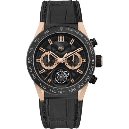 TAG Heuer Carrera Calibre Heuer 02T 45 Chronograph Tourbillon Titanium / Ceramic / Rose Gold / Alligator CAR5A5Y.FC6377