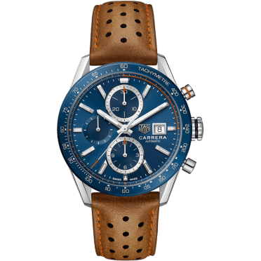 Carrera Calibre 16 41 Stainless Steel / Blue / Calf