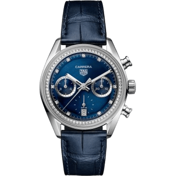 Carrera Chronograph Glass Box Stainless Steel / Blue - Diamond