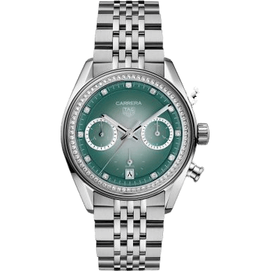 Carrera Chronograph Glass Box Stainless Steel / Green - Diamond / Middle East Edition