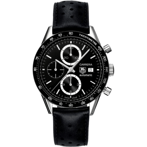 Carrera Calibre 16 41 Stainless Steel / Black / Calf
