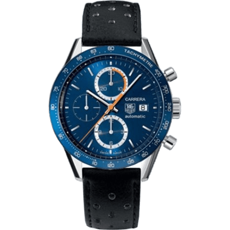 Carrera Calibre 16 41 Stainless Steel / Blue / Calf