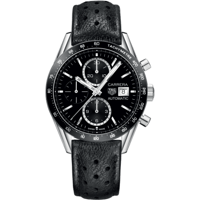 Carrera Calibre 16 41 Stainless Steel / Black / Calf