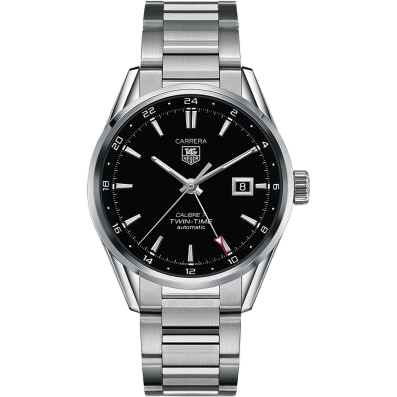 Calibre 7 Twin Time Stainless Steel / Black / Bracelet