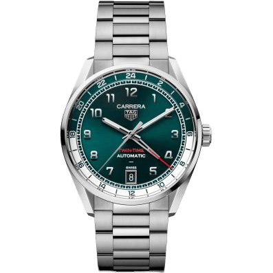 TAG Heuer Carrera Twin Time Stainless Steel / Teal Green / Bracelet WDA2114.BA0043