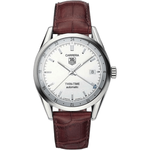TAG Heuer Carrera Calibre 7 Twin Time Stainless Steel / Silver / Strap WV2116.FC6181