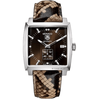 Monaco Automatic Stainless Steel / Brown - Diamond / Python