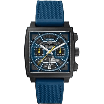 Monaco Calibre Heuer 02 Titanium DLC / Skeleton Racing - Blue