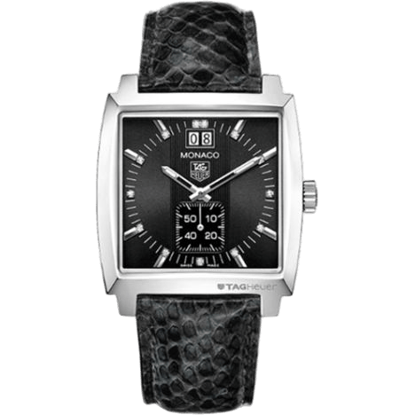 Monaco Quartz Big Date Stainless Steel / Black / Python