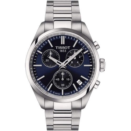 Tissot PR 100 Quartz Chronograph Stainless Steel / Blue / Bracelet T150.417.11.041.00