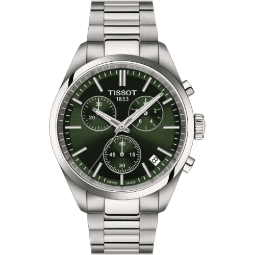 Tissot PR 100 Quartz Chronograph Stainless Steel / Green / Bracelet T150.417.11.091.00