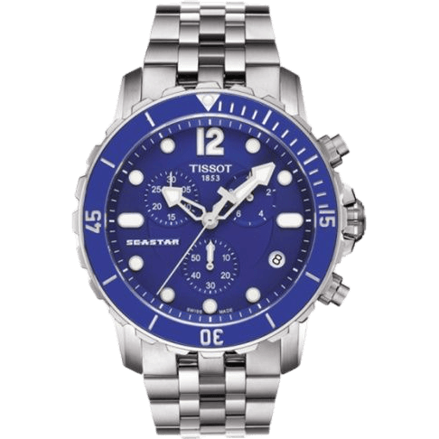 Seastar 1000 Quartz Chronograph Stainless steel / Blue / Bracelet