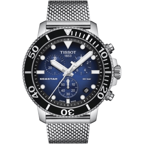 Seastar 1000 Chronograph Quartz 45.5 Stainless Steel / Gradient Blue / Mesh