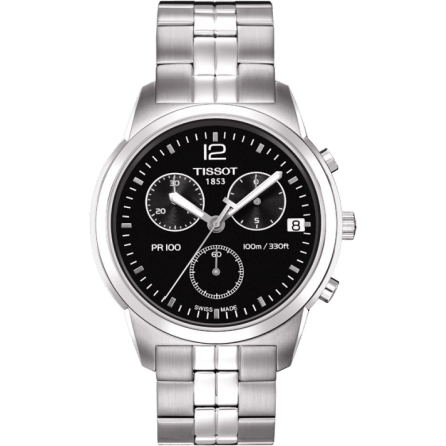 PR 100 Chronograph Quartz 38 Stainless Steel / Black / Bracelet